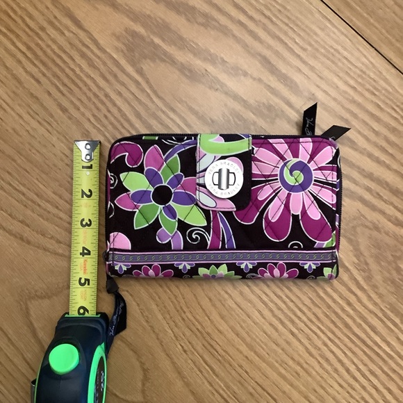 Vera Bradley Deep Purple w/ Lime green accents Wallet - Picture 3 of 4